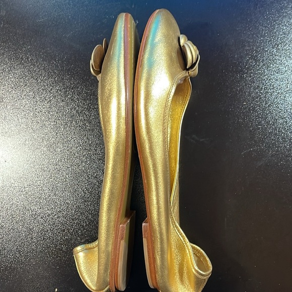 Via Spiga Leather Flats with Flower Detailing Bright Gold OR Sparkling Silver - Picture 7 of 16